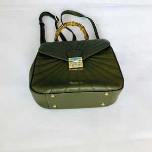 Quilted Convertible Backpack/Crossbody Bag with Bamboo Handle